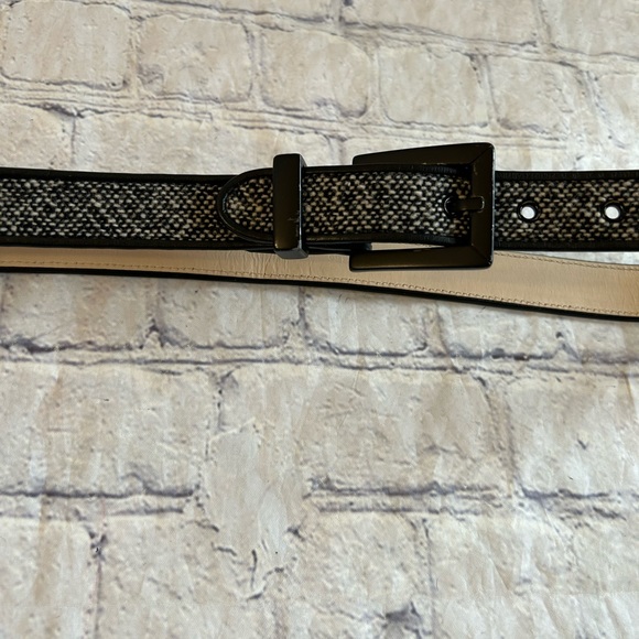 TALBOTS MADE IN ITALY WOMENS HERRINGBONE TWEED LIKE LEATHER BELT SIZE MEDUIM - Picture 8 of 11